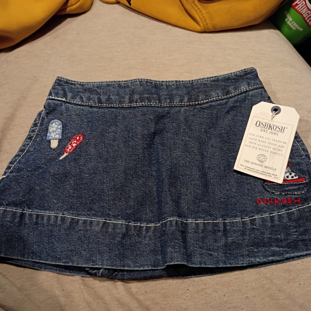 OshKosh B'gosh Denim Mini Skirt with Red & Blue Embroidery